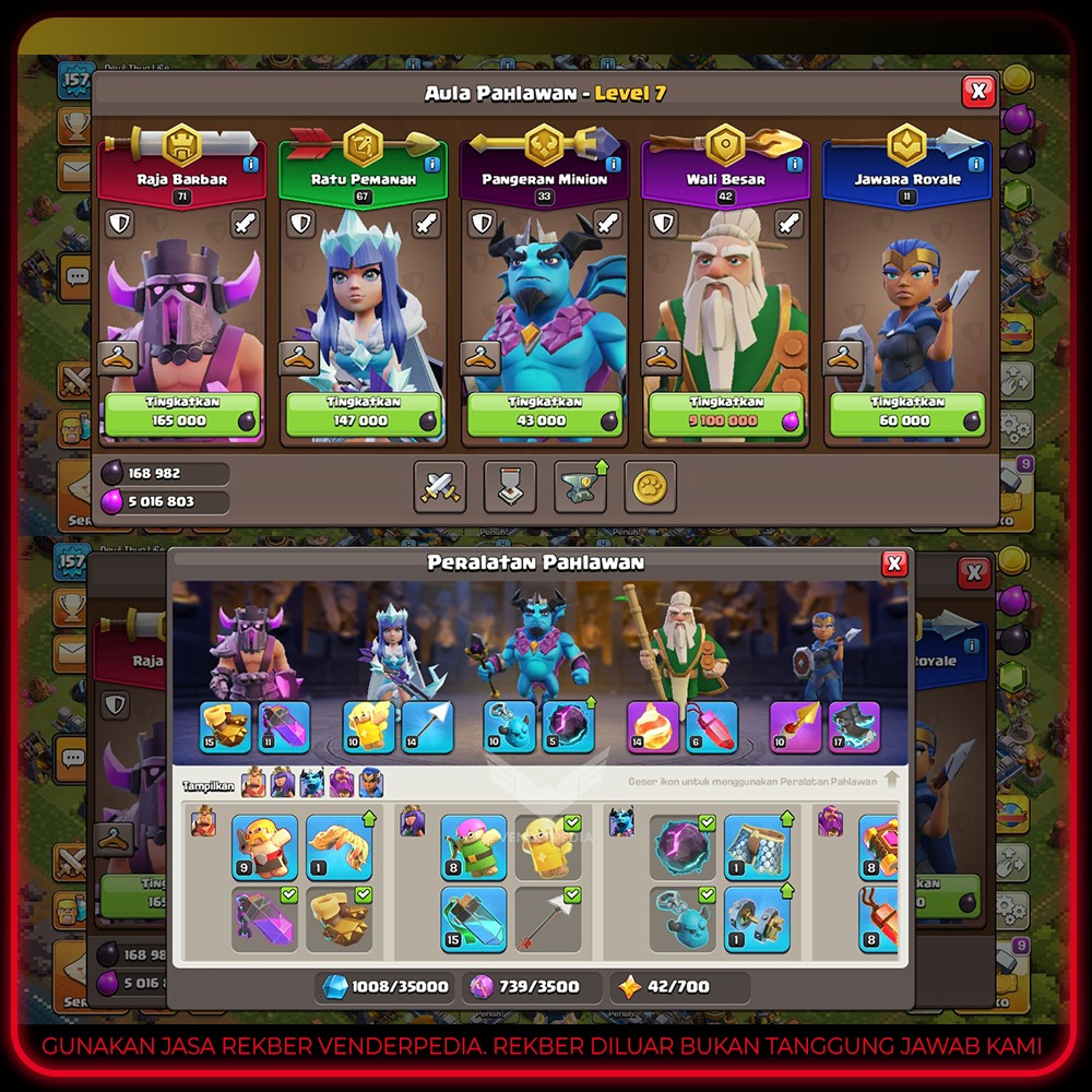 Experience Level:157 Town Hall Level:13  Current Gems:77