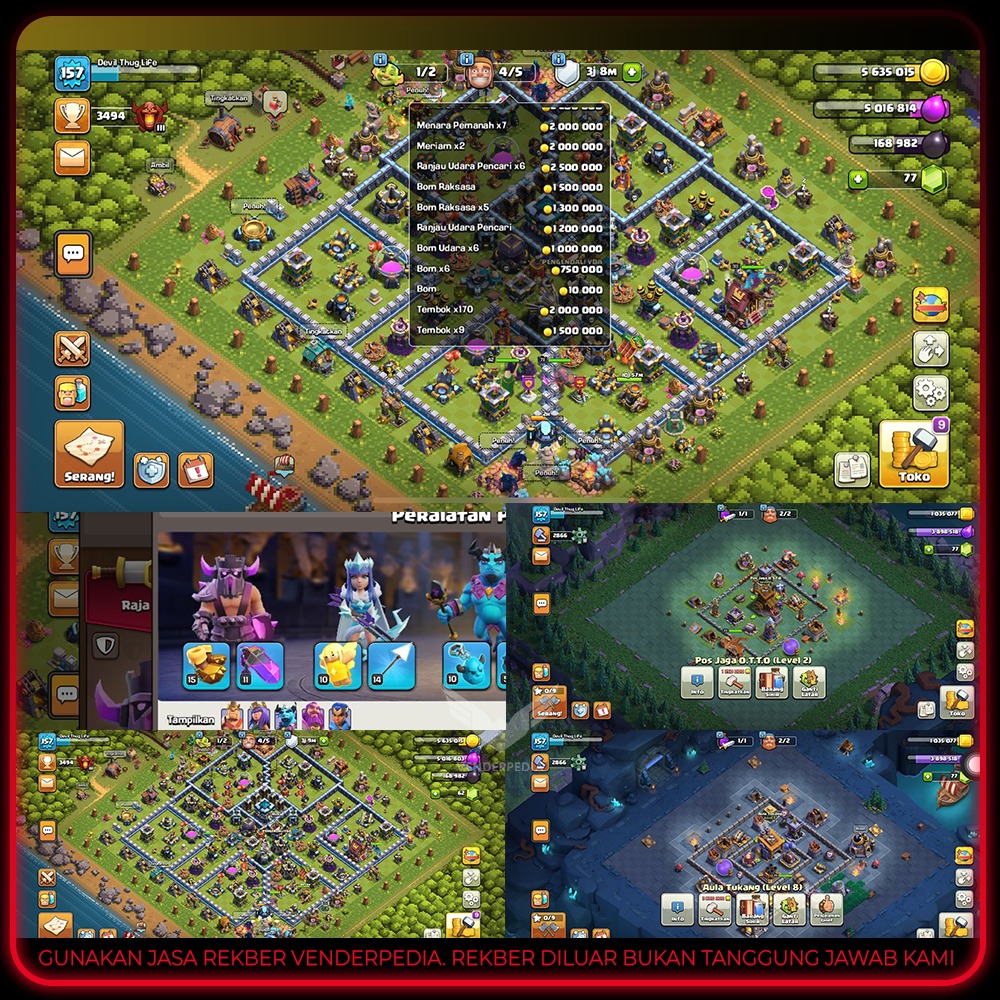 Experience Level:157 Town Hall Level:13  Current Gems:77