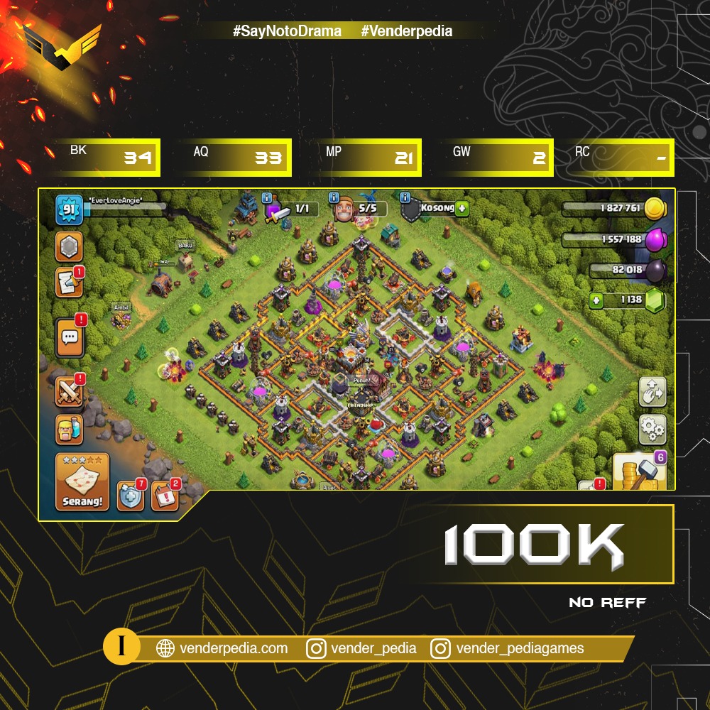 Experience Level:91 Town Hall Level: 11