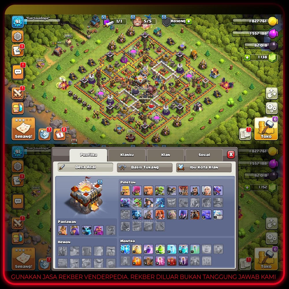 Experience Level:91 Town Hall Level: 11