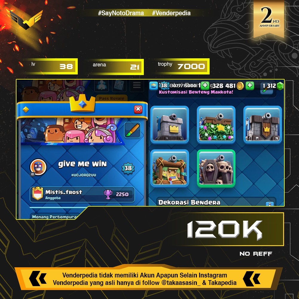 AKUN SMURF LEVEL HIGH, GEMS BANYAK, BUKU LEGEND ADA