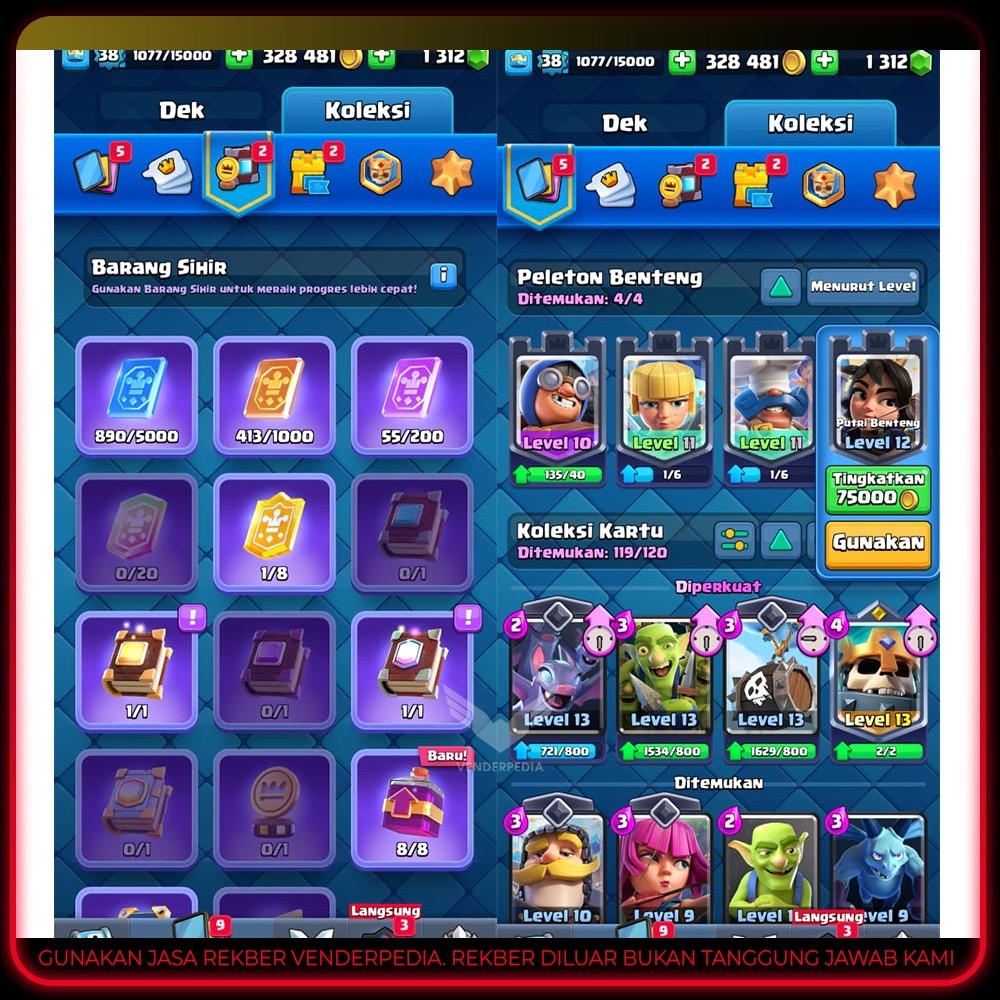 AKUN SMURF LEVEL HIGH, GEMS BANYAK, BUKU LEGEND ADA