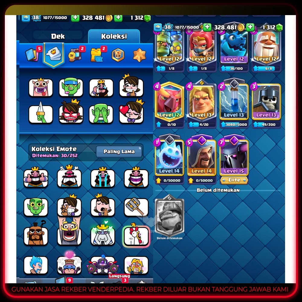 AKUN SMURF LEVEL HIGH, GEMS BANYAK, BUKU LEGEND ADA
