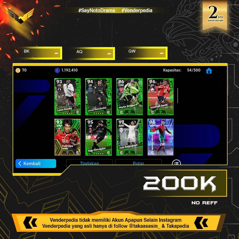 EFOOTBALL COIN: 70 SHOWTIME:6 BIGTIME:-