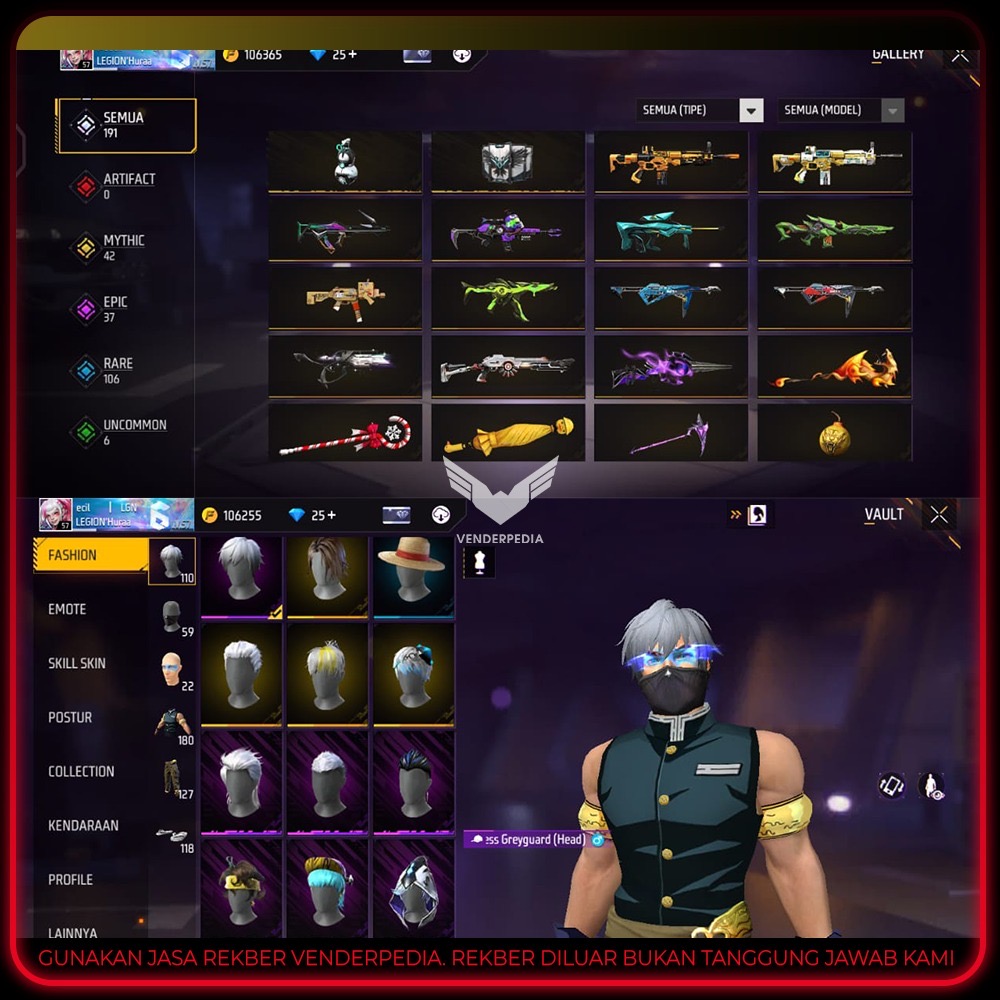 Skin Senjata: SG 2rasa, ac80, SG panjang, mp40, xm8, dll