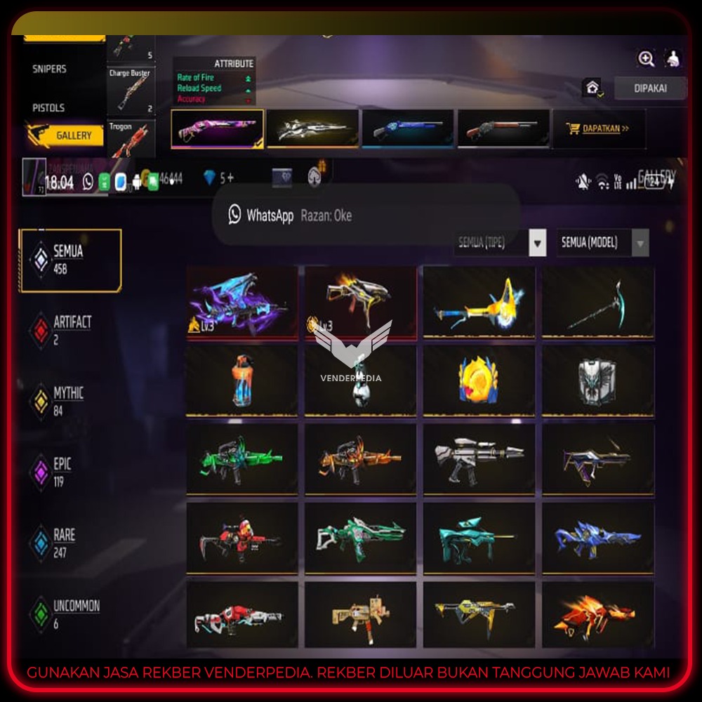 Vault: 500+ Server: Indonesia  Item Lainnya: spek gahar 