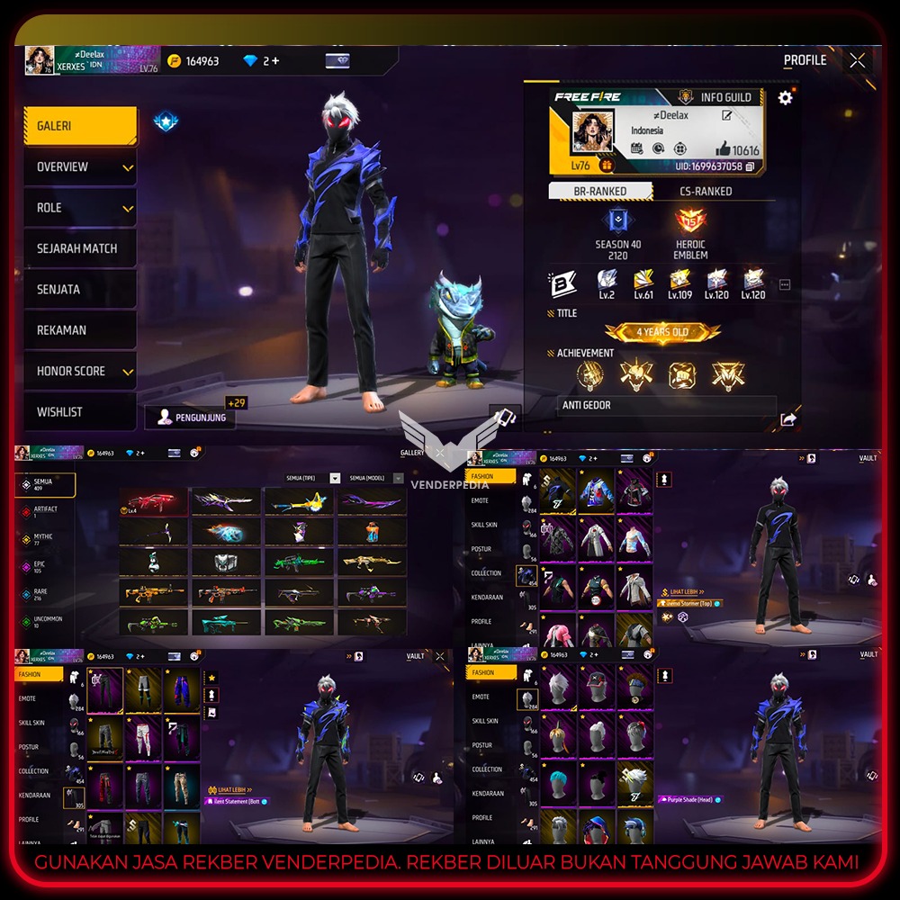 Judul Akun:Akun Gg Vault G perlu ditanya skin SG 4 Skin Senjata:409