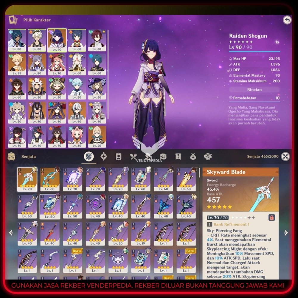 Level Karakter: 90