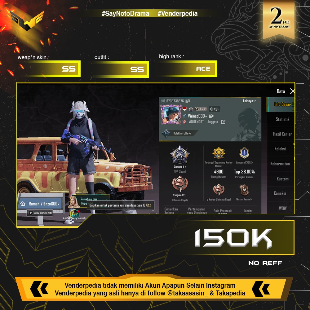 Level:69 UC: 2 Skin: lumayan bagus