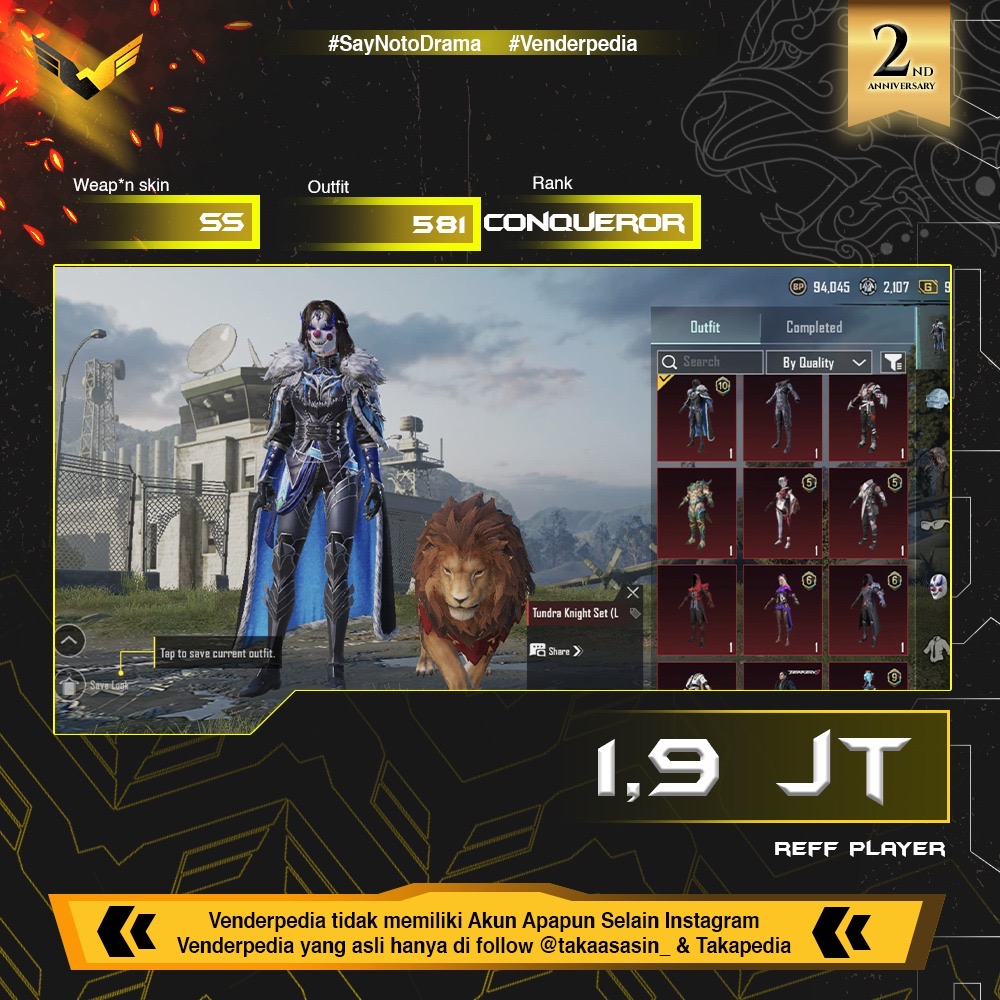 Jual akun Pubg m4 Glacier lvl 6, 4 Kill mes, 10 senjata lab, baju Kazuya tekken 7,Uc sisa 1,200